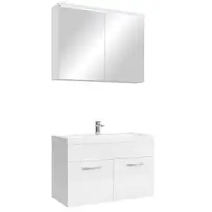 Waschbecken mit Unterschrank und Spiegelschrank Set für Badezimmer
