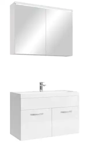 Waschbecken mit Unterschrank und Spiegelschrank Set für Badezimmer