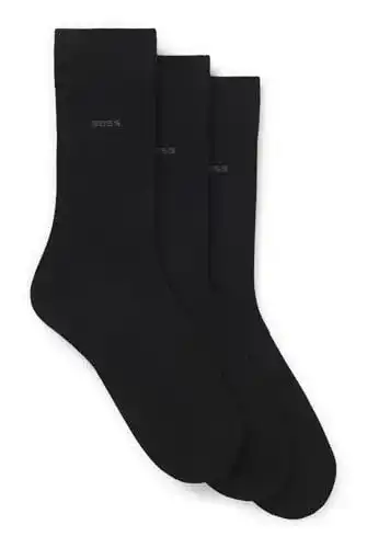 BOSS Herren Socken Schwarz 3er Pack Uni Größe 43-46 EU