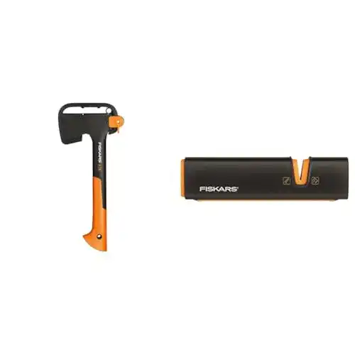Fiskars Universalaxt Handbeil mit Klingen-Schutz und Schärfer