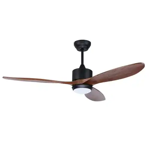 Deckenventilator Holz Ovlaim 132 cm Walnuss mit Beleuchtung und Fernbedienung
