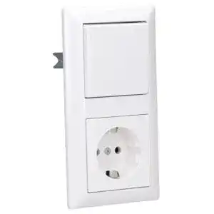 Jung Komplettset Serie AS: Steckdose A1520WW, Wippschalter 506U, Wippe AS591WW, 2-Fach Rahmen AS582WW