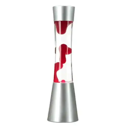 Lavalampe mit rotem Wachs und klarem Glas, 39,5 cm