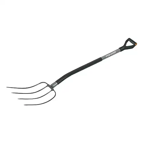 Fiskars Dunggabel mit 4 Zinken und ergonomischem Griff, 137 cm
