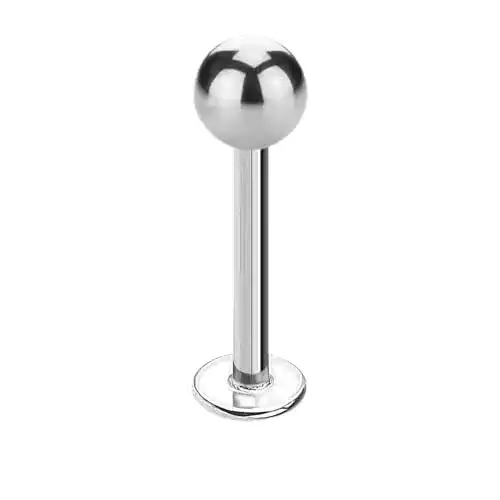 Piercing Treuheld 1,2mm x 10mm Labret mit 2,5mm Kugel aus Chirurgenstahl