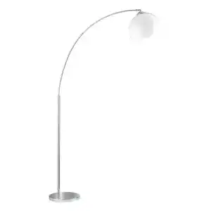 Bogenlampe Brasilia von RL Live Your Light mit Chrom-Finish und weißem Acrylschirm