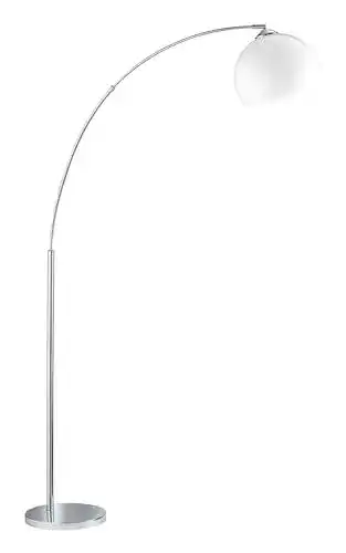 Bogenlampe Brasilia von RL Live Your Light mit Chrom-Finish und weißem Acrylschirm