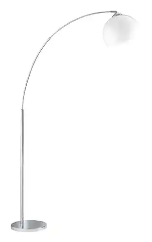 Bogenlampe Brasilia von RL Live Your Light mit Chrom-Finish und weißem Acrylschirm