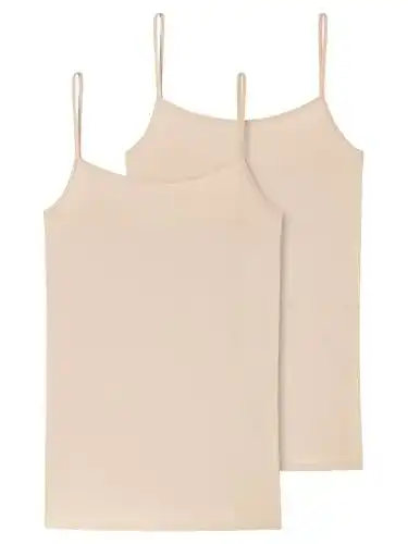 Unterhemd Damen Schiesser 2er Pack Spaghetti Tops aus Bio Baumwolle