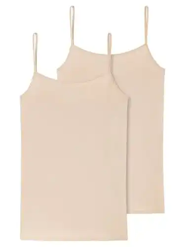 Unterhemd Damen Schiesser 2er Pack Spaghetti Tops aus Bio Baumwolle
