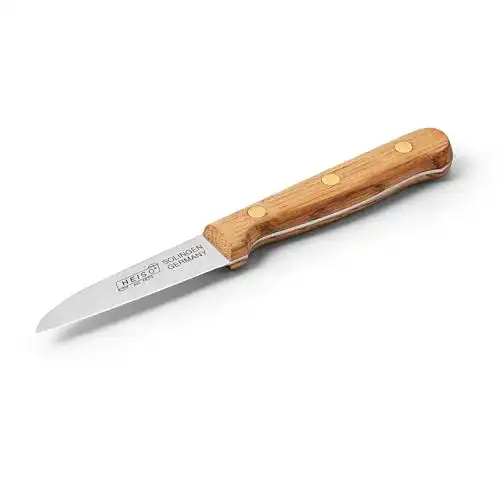 Heiso Gemüsemesser 9 cm aus rostfreiem Edelstahl mit Eiche-Griff