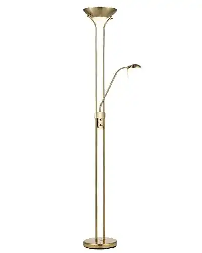 Deckenfluter LED Stehlampe mit dimmbarem Leselicht, Gold