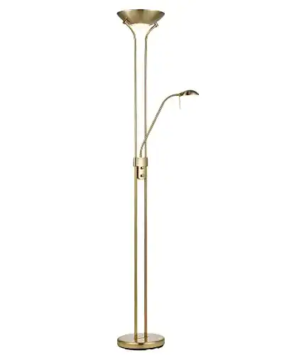 Deckenfluter LED Stehlampe mit dimmbarem Leselicht, Gold
