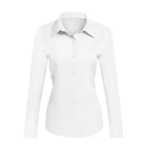 Damen Slim Fit Langarm Bluse von Toocool in Weiß