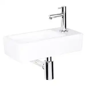 Differnz Helios Mini Waschbecken aus Keramik in Weiß mit Chromarmaturen