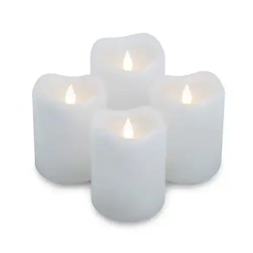LED-Kerzen Set ToCi Echtwachs in Weiß mit Timer – 4er-Pack