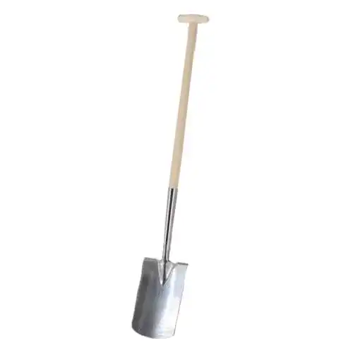 Edelstahl-Gärtnerspaten mit Tritt und Esche-T-Stiel 76 cm
