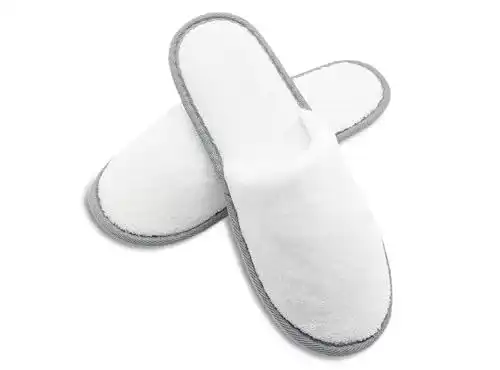 Hotelslipper Zollner 10 Paar Einwegslipper in Weiß mit Grauem Rand