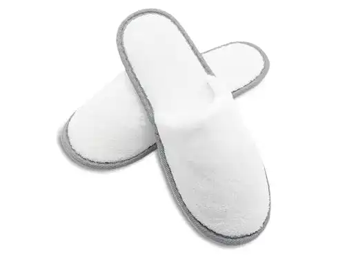 Hotelslipper Zollner 10 Paar Einwegslipper in Weiß mit Grauem Rand
