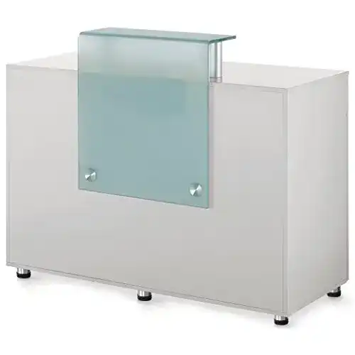 Empfangstheke Medeo in Weiß für Rezeption und Tresen, 120 x 48 x 103 cm