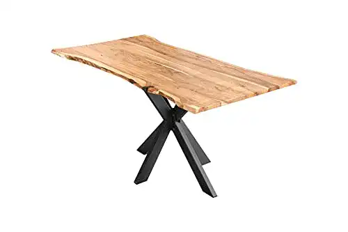 Esstisch mit Baumkante SAM 200×100 cm aus Akazienholz mit Spider-Gestell