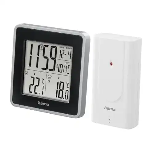 Hama Wetterstation mit Funkuhr und Außensensor zur Temperaturkontrolle
