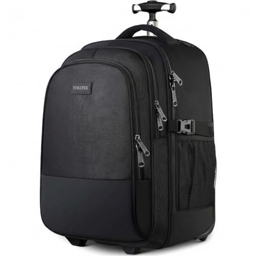 Yorepek Rucksack-Trolley mit Rollen für Reisen und Laptop bis 15,6 Zoll