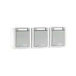 Viko Aufputz Steckdose Feuchtraum 3-fach IP54 grau