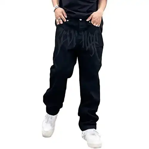 Baggy Jeans für Herren mit Druck im Hip Hop Stil