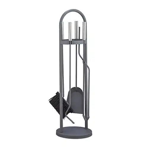 Kaminbesteck Relaxdays, modernes graues 5-teiliges Set