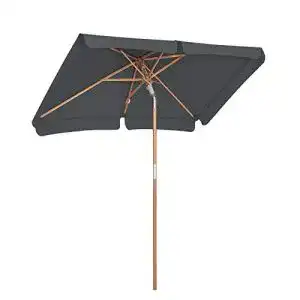 Rechteckiger Balkonschirm von Songmics mit Holzschirmmast, 200 x 125 cm