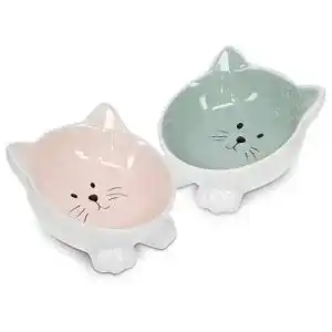 Katzennapf Set von Navaris: 2-teiliges Keramik-Futternapf-Set für Katzen