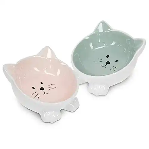 Katzennapf Set von Navaris: 2-teiliges Keramik-Futternapf-Set für Katzen