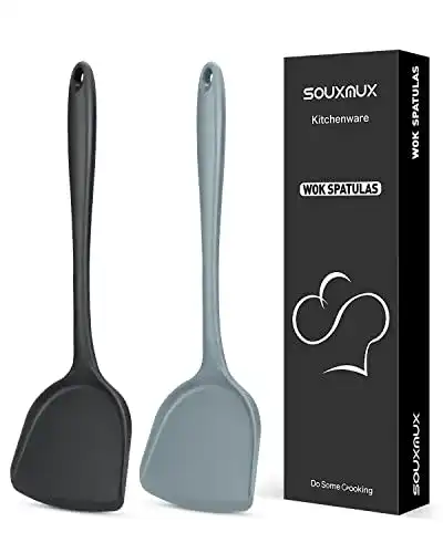 SouxMux Silikon-Wokspatel im 2er Set, antihaftbeschichtet und BPA-frei