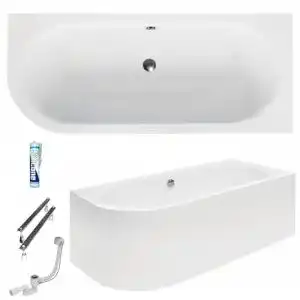 Eckbadewanne Ecolam Avita 180×80 cm mit Schürze und Ablaufgarnitur