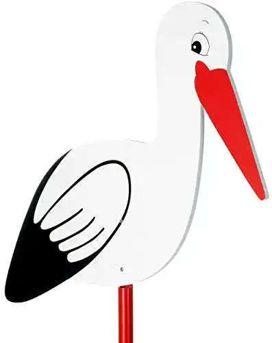 Holzstorch Brubaker Großer Storch aus Holz für Geburt und Dekoration