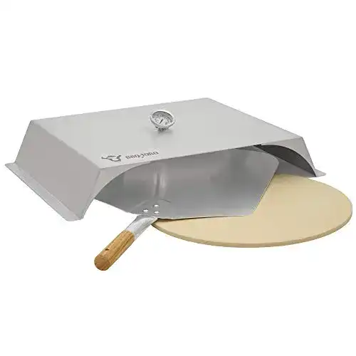 Edelstahl Pizzaaufsatz für Gasgrill von Bbq-Toro mit Thermometer