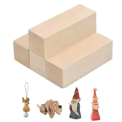 Schnitzholz Set aus 4 Lindenholz Blöcken zum Schnitzen und Basteln