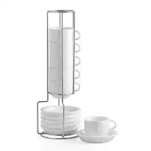 Espresso-Tassen von Sweejar mit Untertassen, stapelbar aus Porzellan