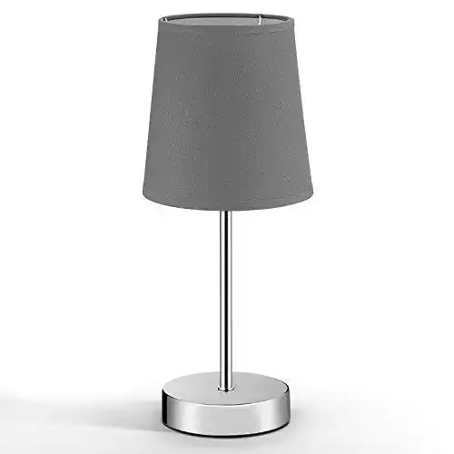 Nachttischlampe Monzana mit Stoffschirm in Grau, Taupe und Anthrazit