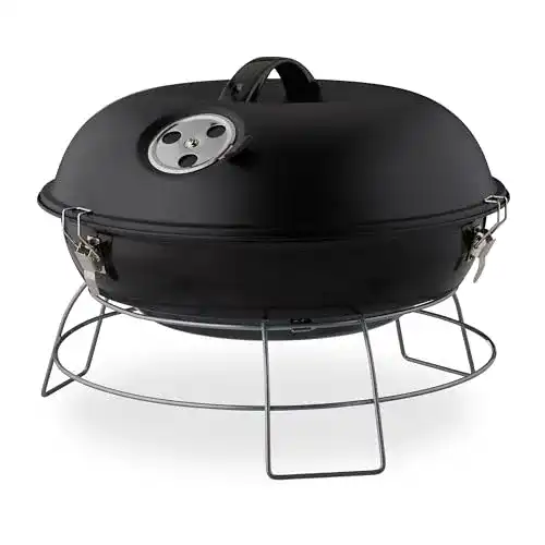 Kleiner Holzkohlegrill von Relaxdays – Tragbarer Kugelgrill mit Deckel