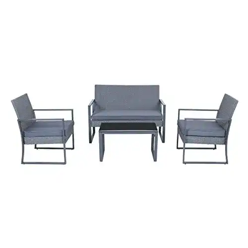 Gartenmöbel SVITA LOIS XL Sitzgruppe aus Poly Rattan mit Metallgestell