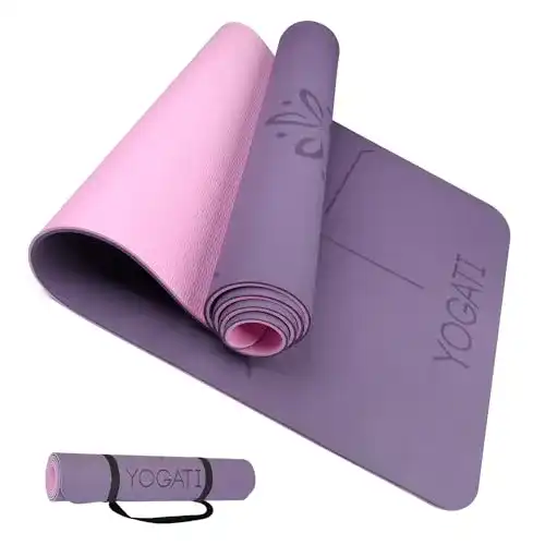 Yogamatte TPE von Yogati, rutschfest und schadstofffrei mit Tragegurt