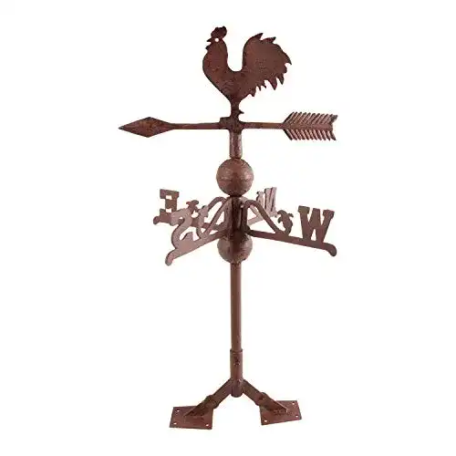 Wetterfahne Esschert Design Wetterhahn im Antik Stil mit Gusseisen Standplatten