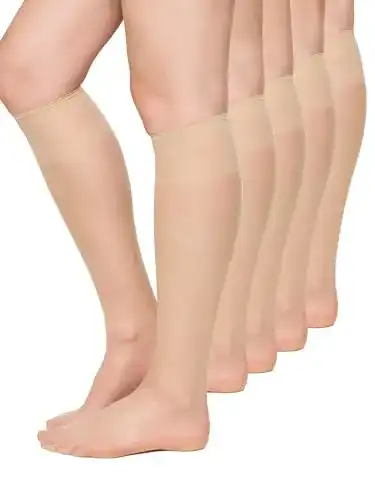 Nylonstrümpfe Nur Die 5er Pack Knie Seidenfein 15 DEN