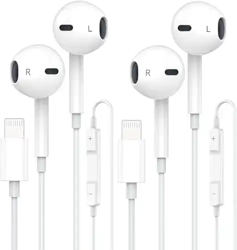 Amoner Lightning-Kopfhörer für iPhone, In-Ear mit Kabel, 2er Pack