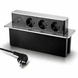 Versenkbare Steckdose mit 3 Steckdosen und USB-Anschlüssen