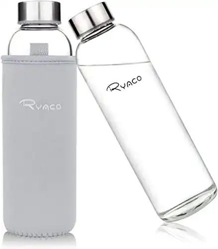 Ryaco Glasflasche 1 Liter und 550 ml – Umweltfreundliche Trinkflasche