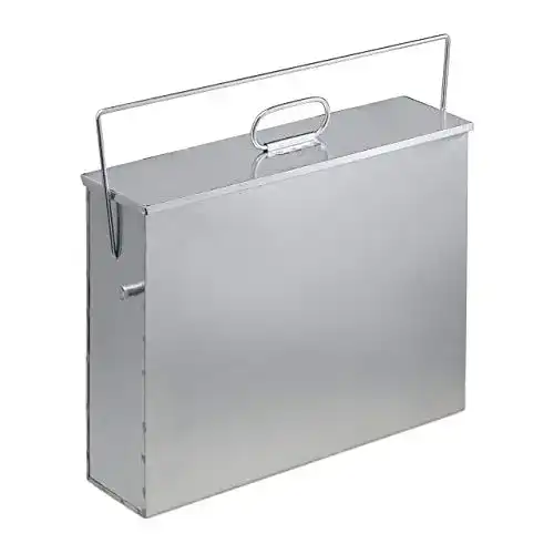 Ascheeimer Relaxdays eckig mit Deckel, 15 l, verzinkt