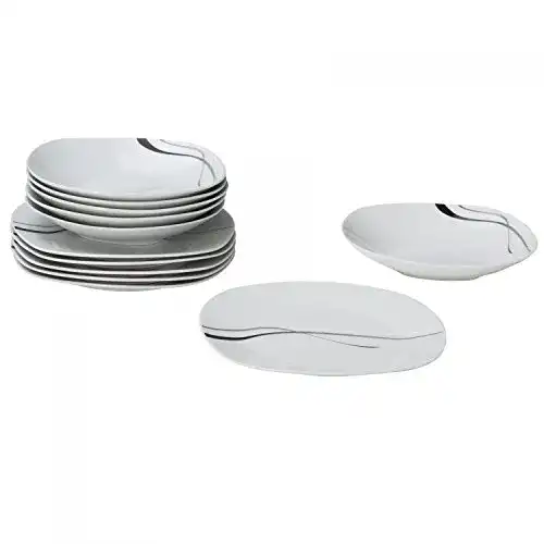 Tafelservice Van Well 12-teilig Silver Night – Pflegeleichtes Geschirrset